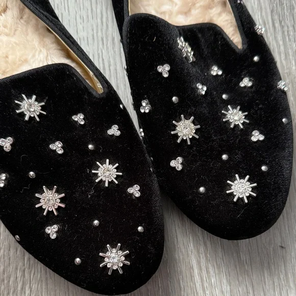 Birdies Black Loafers Rhinestones Gems Shoes Flats Size 9 - Picture 3 of 13